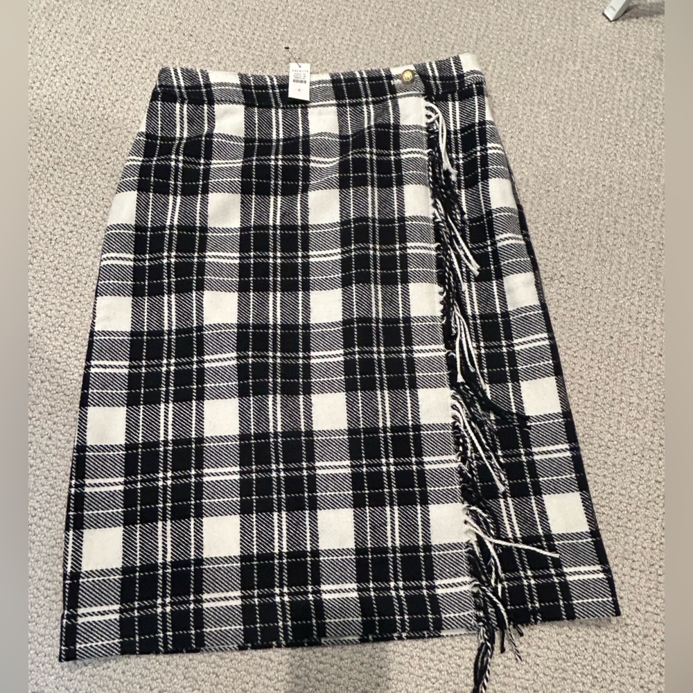 Talbots Black and White Plaid Pencil Skirt